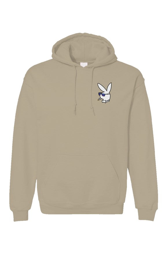 Premium Men's pullover hoodie with White Bunny