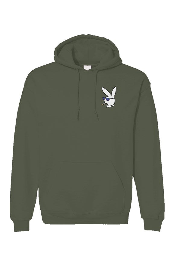 Premium Men's pullover hoodie with White Bunny