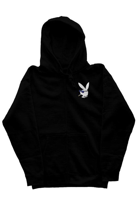 Mens zip hoodie with White Bunny