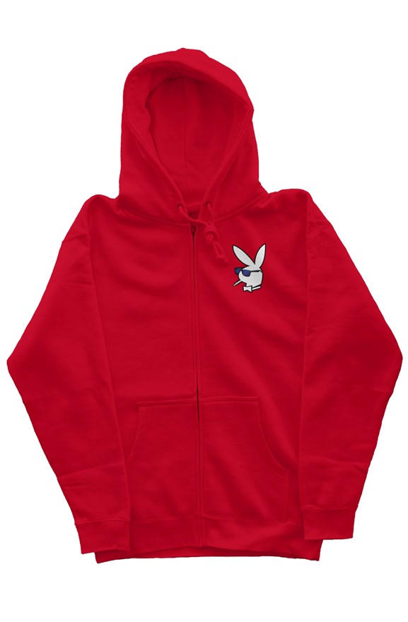 Mens zip hoodie with White Bunny