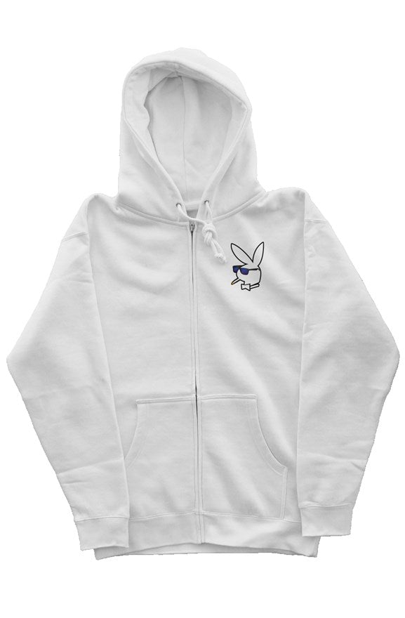 Mens zip hoodie with White Bunny