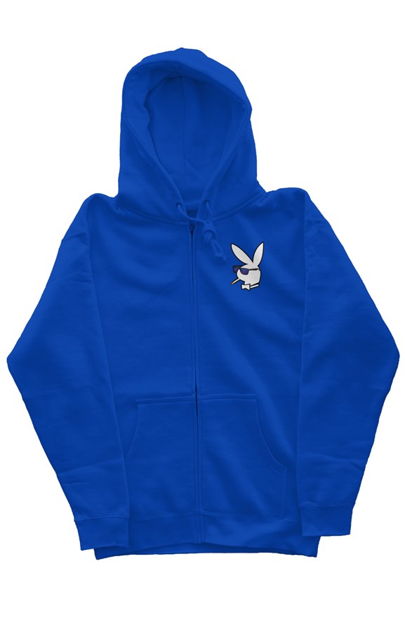 Mens zip hoodie with White Bunny
