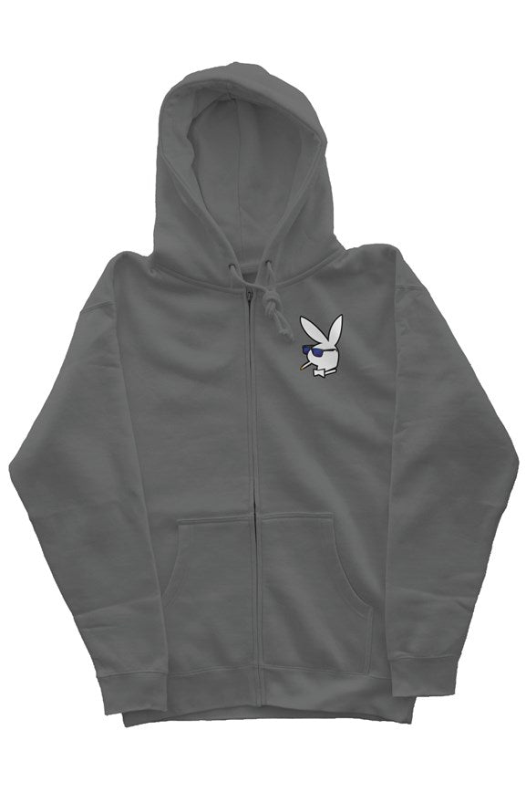 Mens zip hoodie with White Bunny