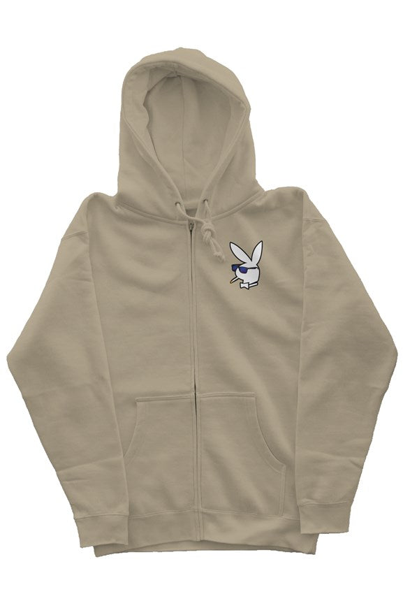 Mens zip hoodie with White Bunny