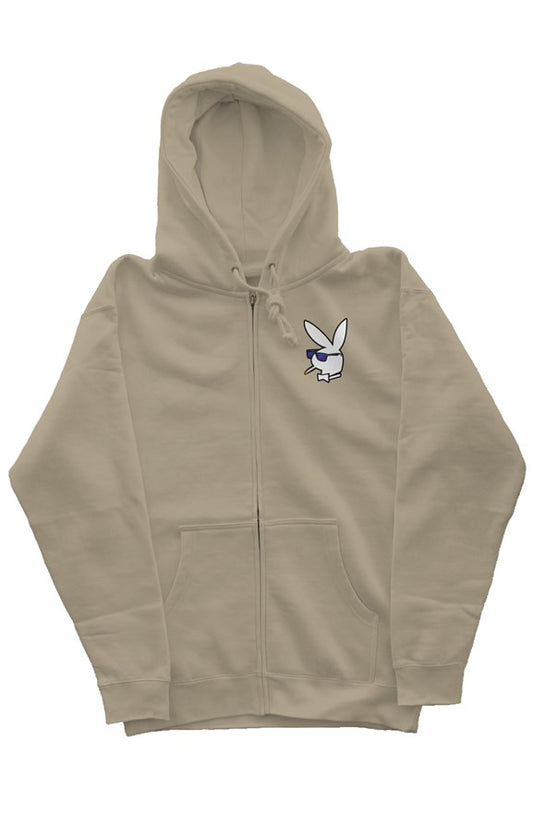 Mens zip hoodie with White Bunny